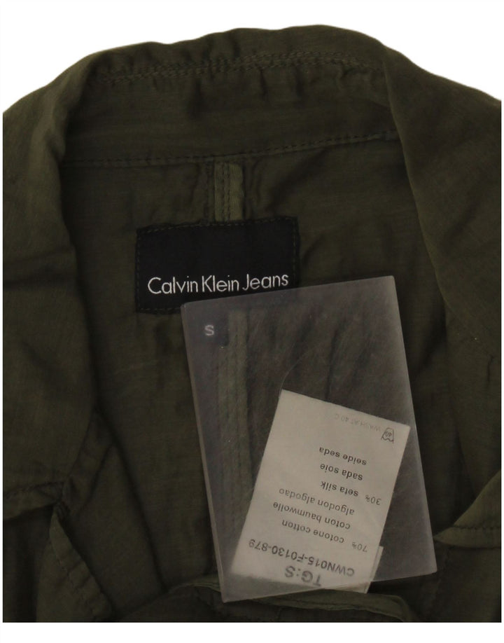 Giacca blazer a 2 bottoni da donna Calvin Klein Jeans UK 10 piccola in cotone verde