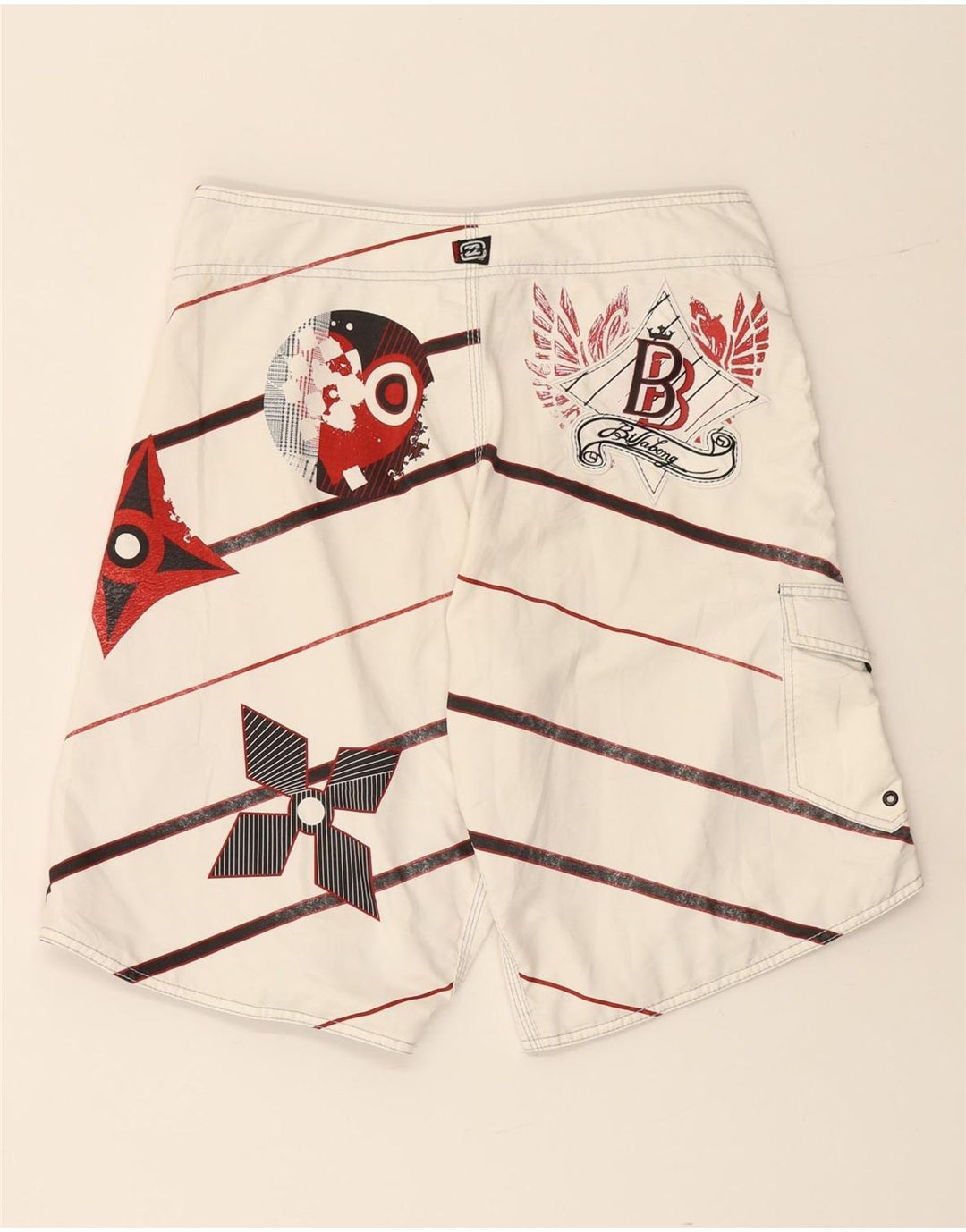 BILLABONG Pantaloncini da bagno grafici da uomo a righe medie di colore bianco sporco