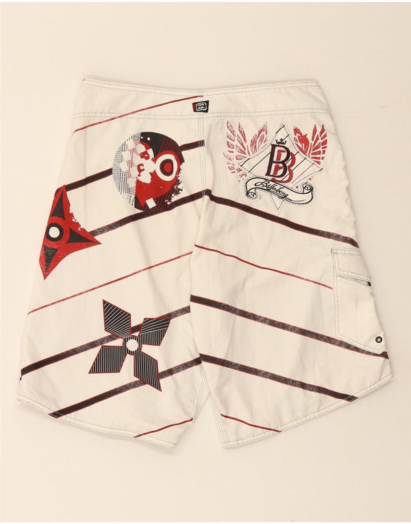 BILLABONG Mens Graphic Swimming Shorts Medium  Off White Striped