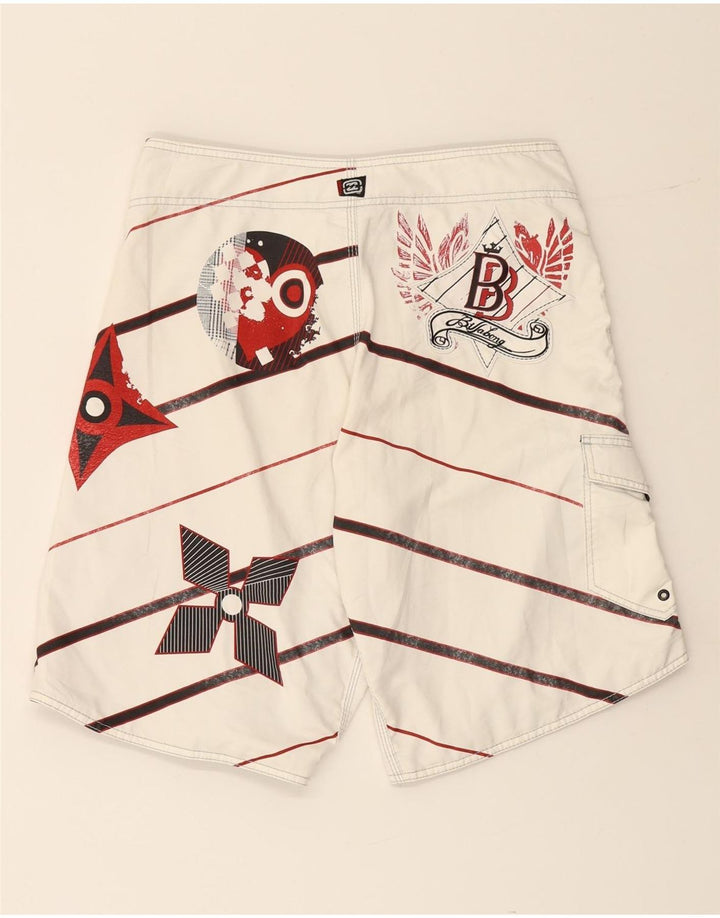 BILLABONG Pantaloncini da bagno grafici da uomo a righe medie di colore bianco sporco