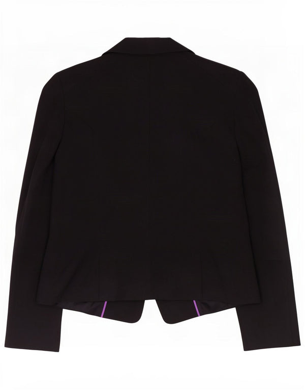 Oasis Womens 1 Button Blazer Jacket UK 12 Medium Black Cotton