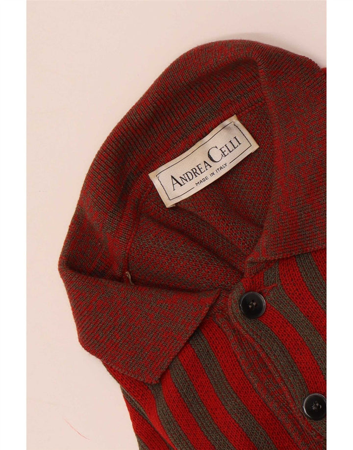 Andrea Celli Maglione da uomo con collo alto in cotone a righe rosse medie