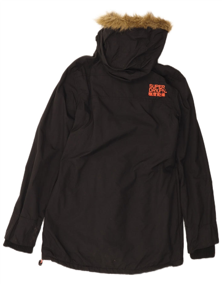 Giacca parka da uomo con cappuccio SUPERDRY UK 36 piccola in nylon nero