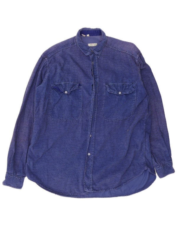 Camicia Benetton Da Uomo In Velluto A Coste XL Blu