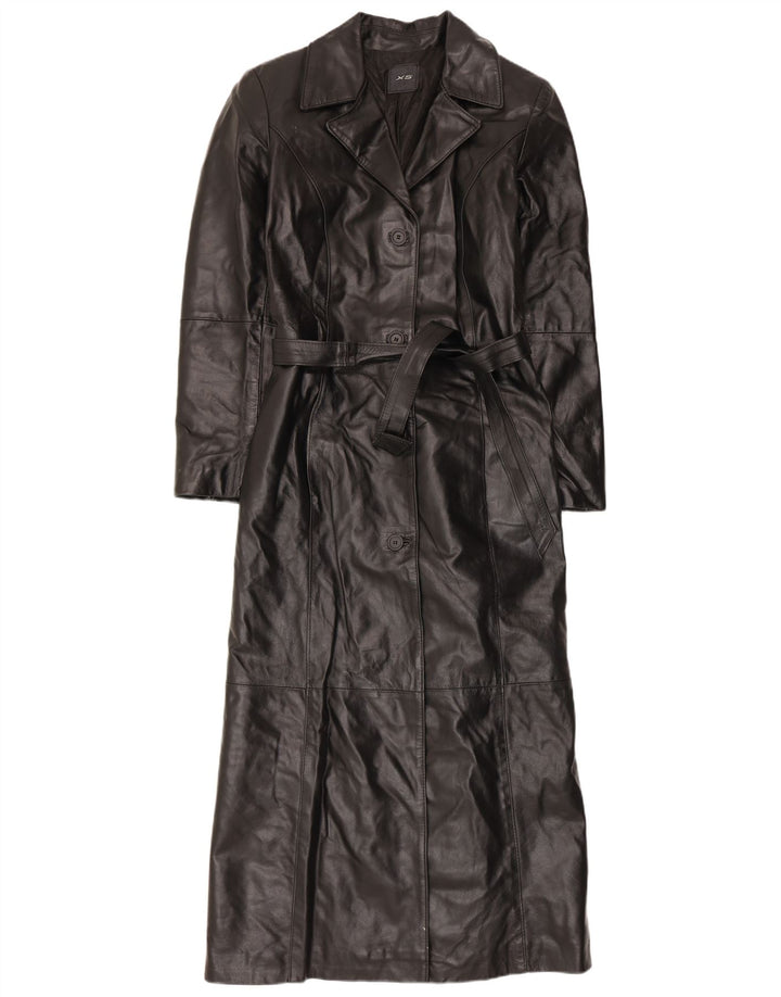 Cappotto in pelle vintage da donna IT 42 medio in pelle nera