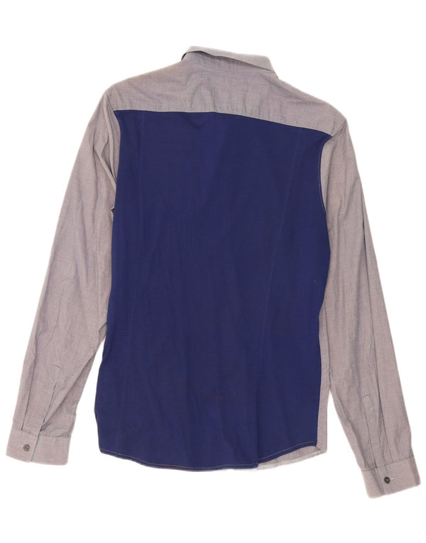 Camicia slim fit da uomo Calvin Klein XL in cotone color block grigio