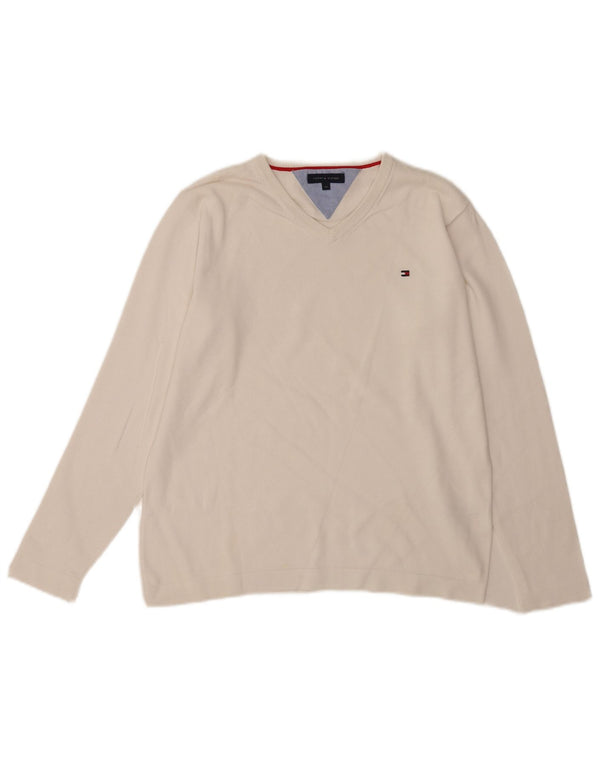 Maglione maglione con scollo a V per ragazzi Tommy Hilfiger 13-14 anni in cotone bianco