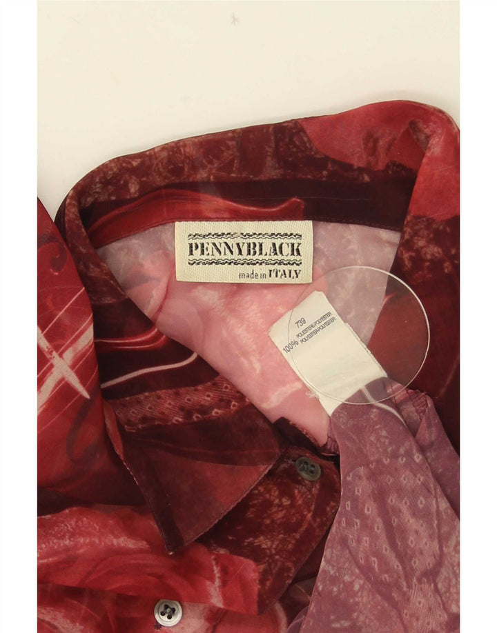Penny Black Camicia da donna Camicetta UK 8 Piccolo poliestere floreale rosso