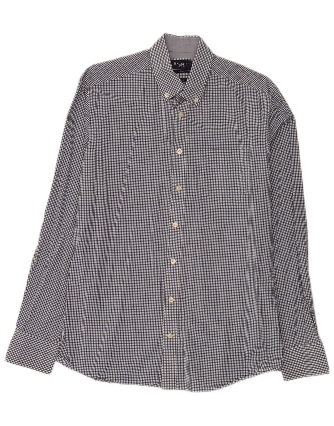 Camicia da uomo slim fit Hackett in cotone a quadretti blu medio