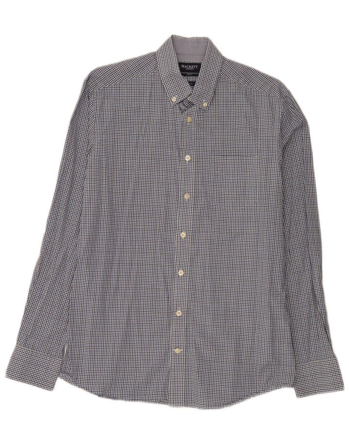 Camicia da uomo slim fit Hackett in cotone a quadretti blu medio