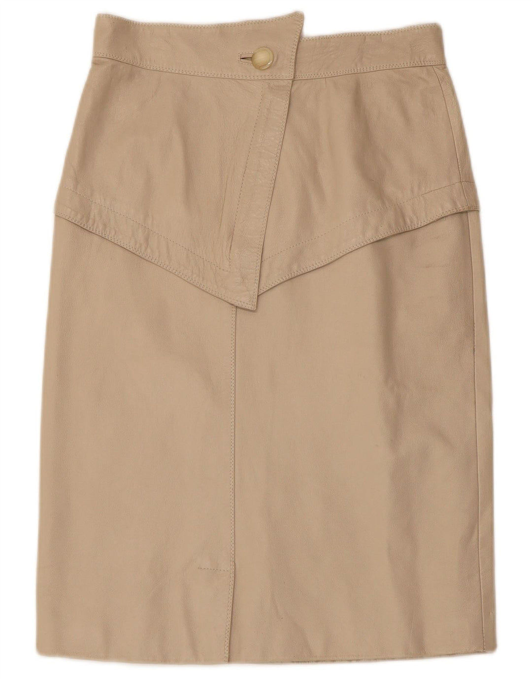 Gonna in pelle vintage da donna W28 beige medio