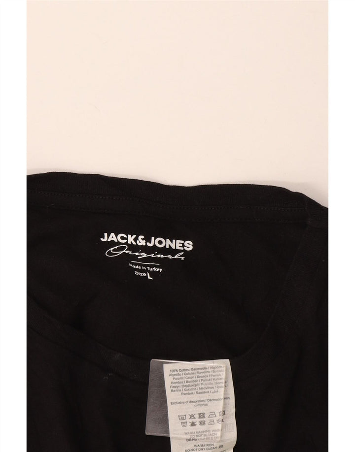 Jack & Jones T-shirt grafica da uomo grande in cotone nero