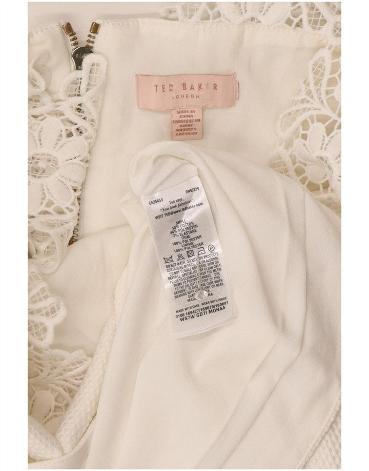 Abito a trapezio senza maniche da donna Ted Baker UK 4 XS poliestere bianco