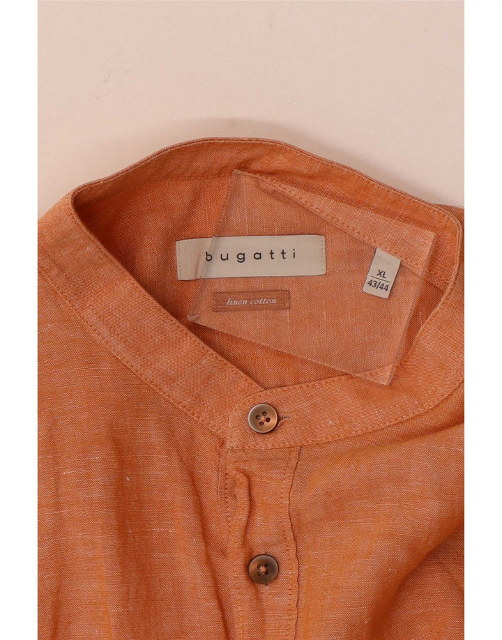 Camicia pullover da uomo Bugatti taglia 43/44 XL lino arancione