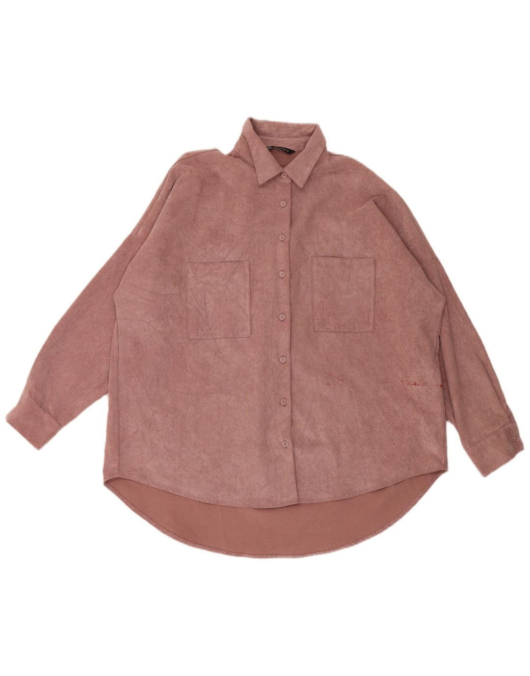 Camicia ampia da uomo in velluto a coste Zara, poliestere rosa medio