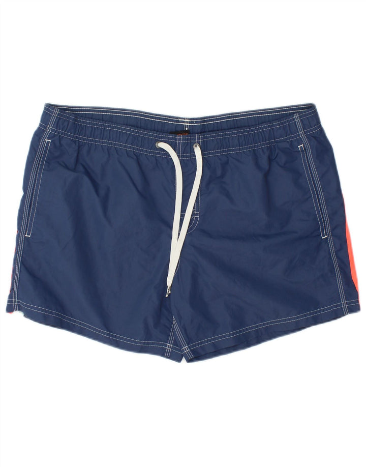 Pantaloncini da bagno da uomo Sundek grandi a righe blu navy