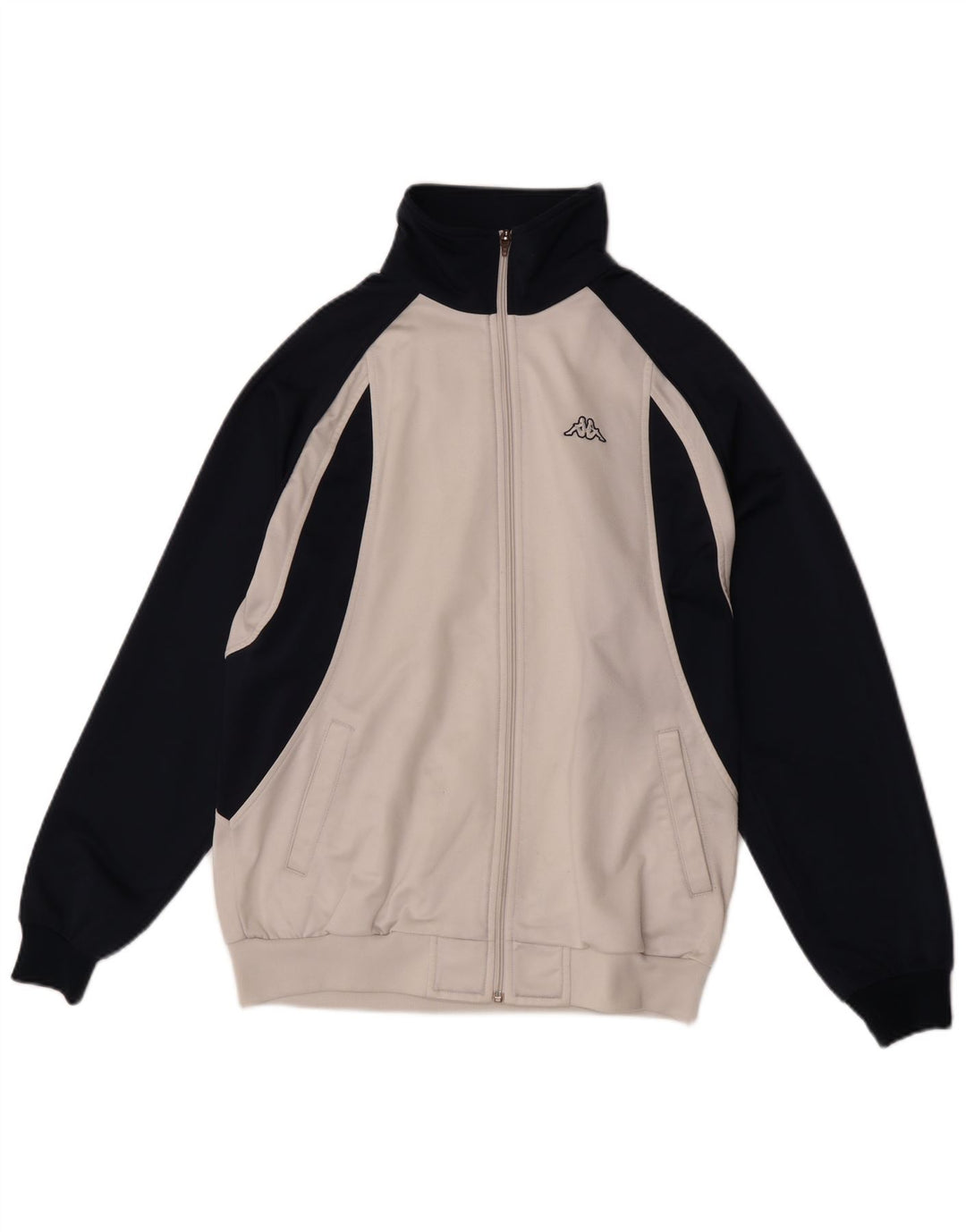 Giacca da tuta da uomo Kappa in poliestere color block bianco medio