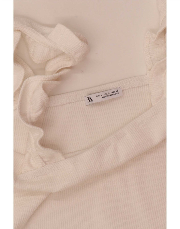 Top corto da donna Zara UK 14 grande bianco