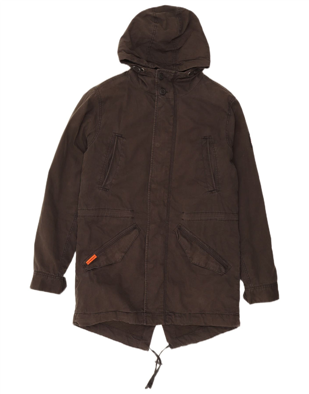 Giacca parka militare con cappuccio da uomo Superdry UK 40 grande cotone grigio