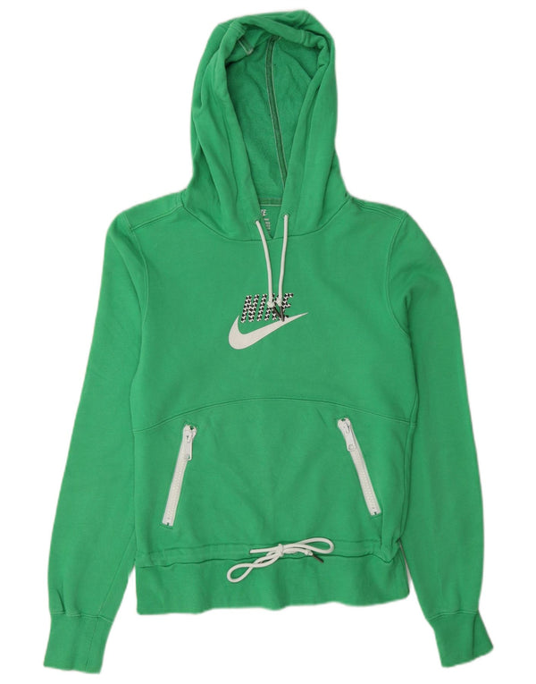 Felpa con cappuccio grafica da donna Nike UK 10/12 Cotone verde medio