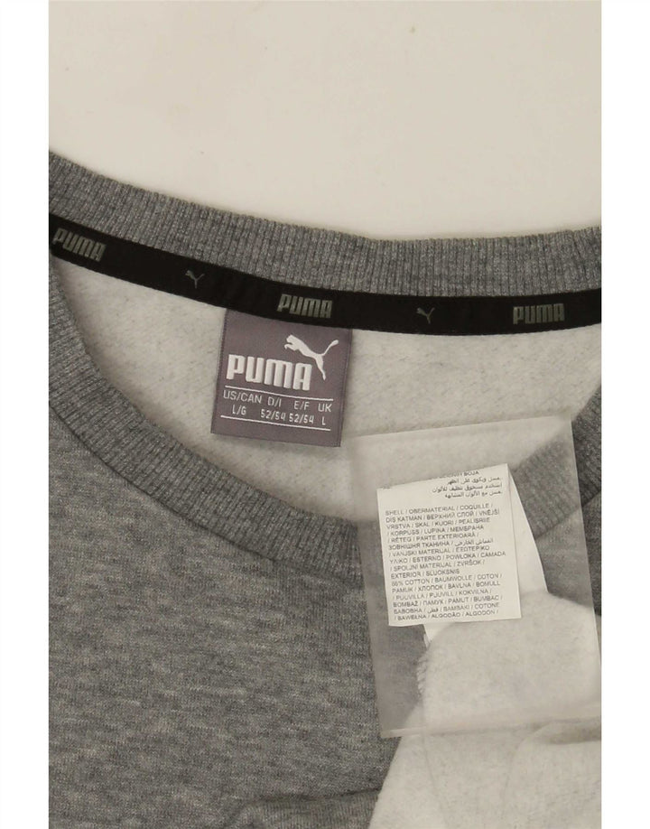 PUMA Felpa con grafica da uomo Maglione grande in cotone chiazzato grigio