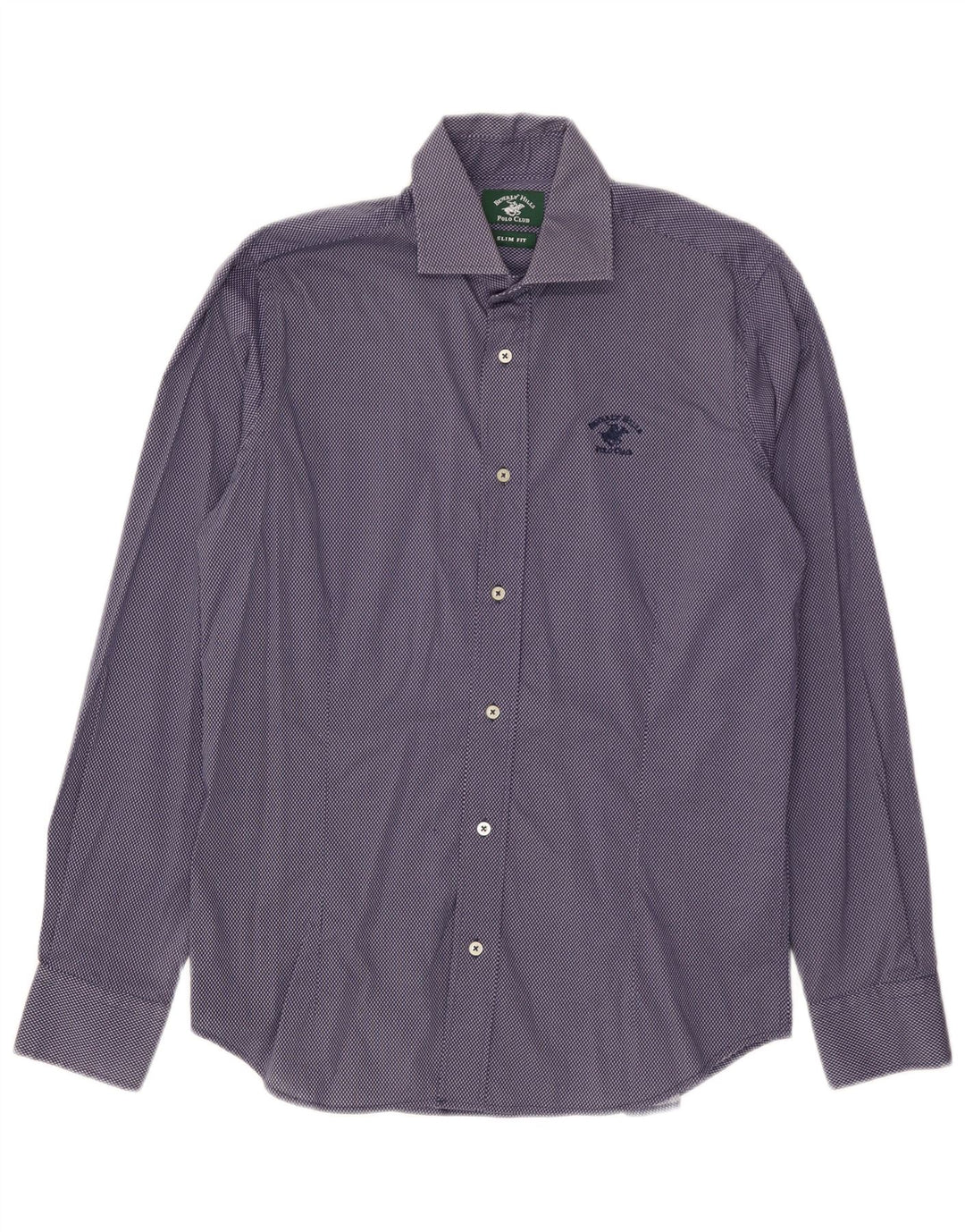 Camicia slim fit da uomo Beverly Hills in cotone maculato blu medio