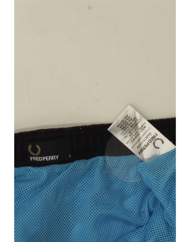 Pantaloncini da bagno da uomo Fred Perry grandi in nylon color block blu