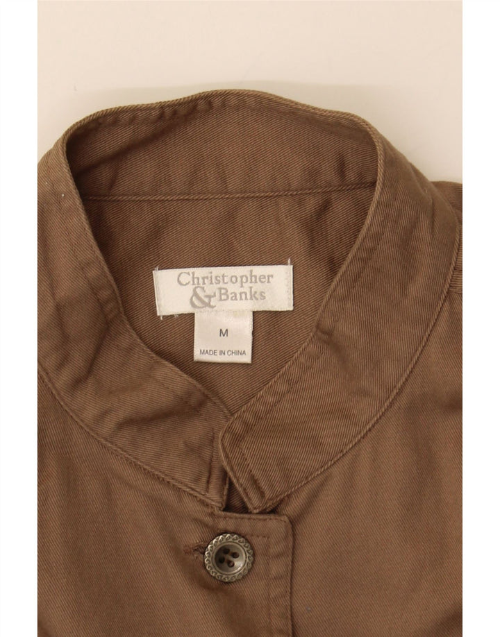 CRISTOPHER & BANKS Womens Bomber Jacket UK 14 Medium Beige Cotton Vintage Cristopher & Banks and Second-Hand Cristopher & Banks from Messina Hembry 