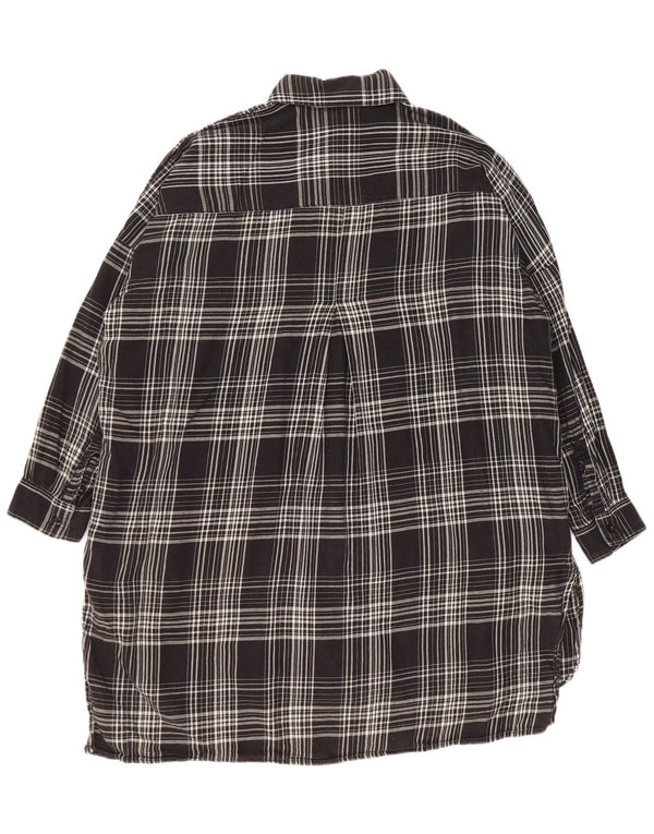 Abito chemisier oversize con grafica Zara da donna UK 10 piccolo in cotone nero a quadri