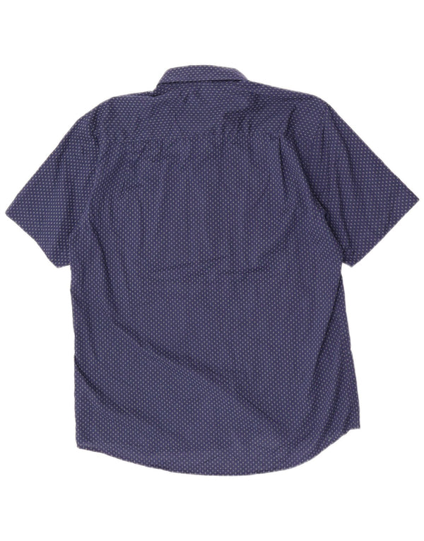 Camicia da uomo a maniche corte Regular Fit Pierre Cardin XL Blu Navy geometrica