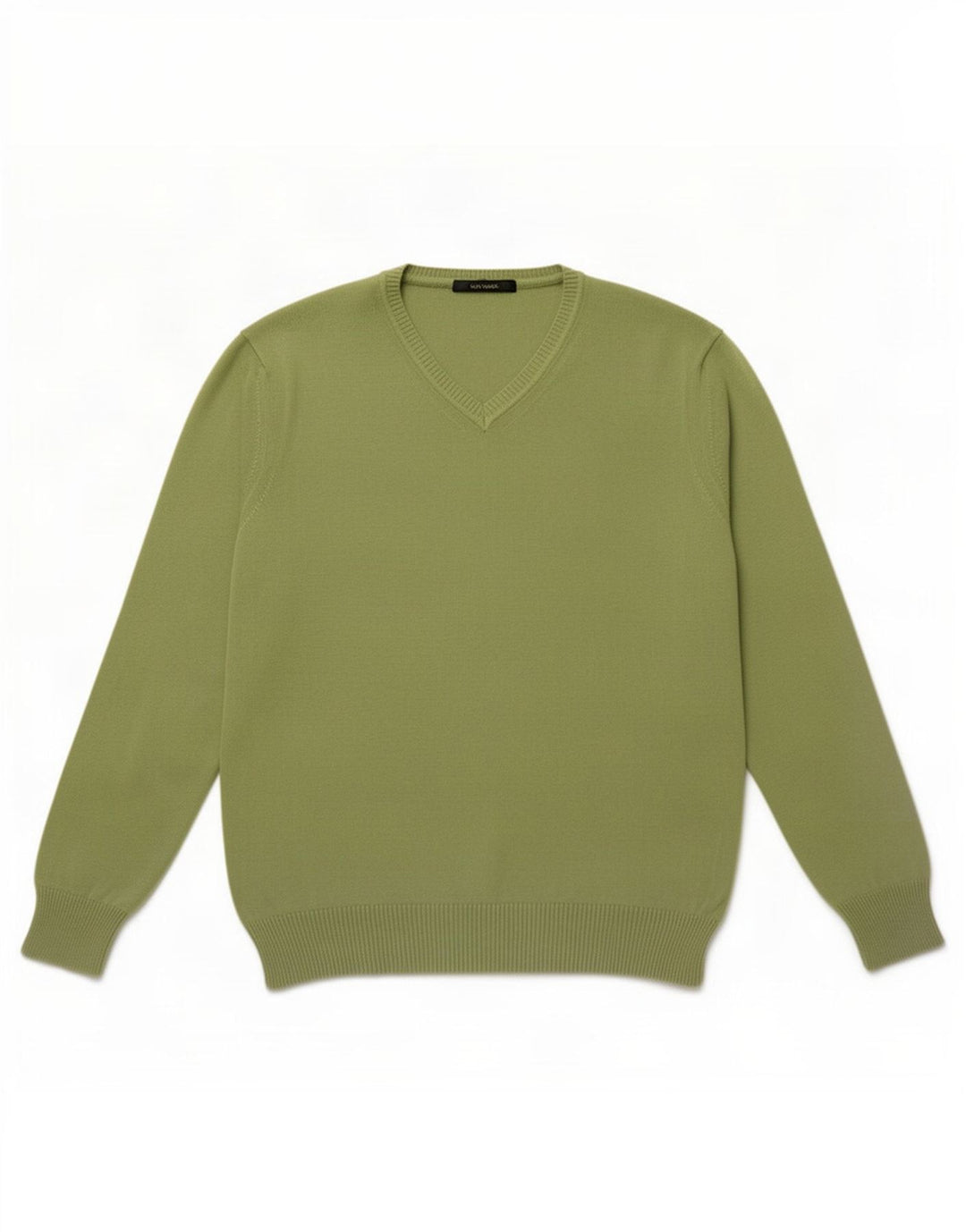 Maglione Zara da uomo con scollo a V grande in cotone verde