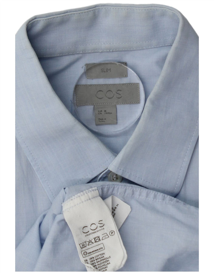 Camicia slim da uomo COS taglia 38 piccola in cotone blu