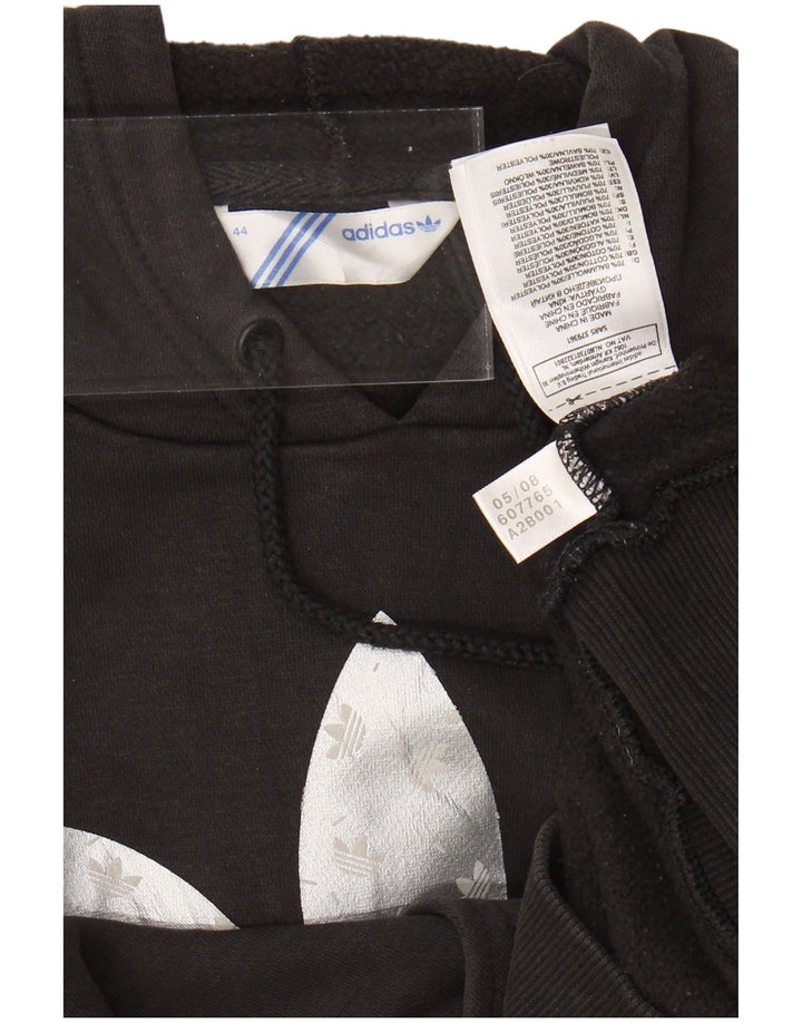 ADIDAS Womens Graphic Hoodie Jumper IT 44 Medium Black Cotton