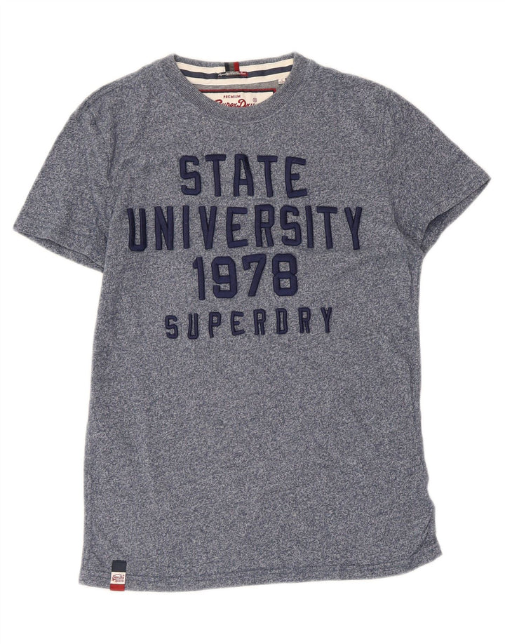 T-shirt grafica da uomo Superdry Top blu medio chiazzato
