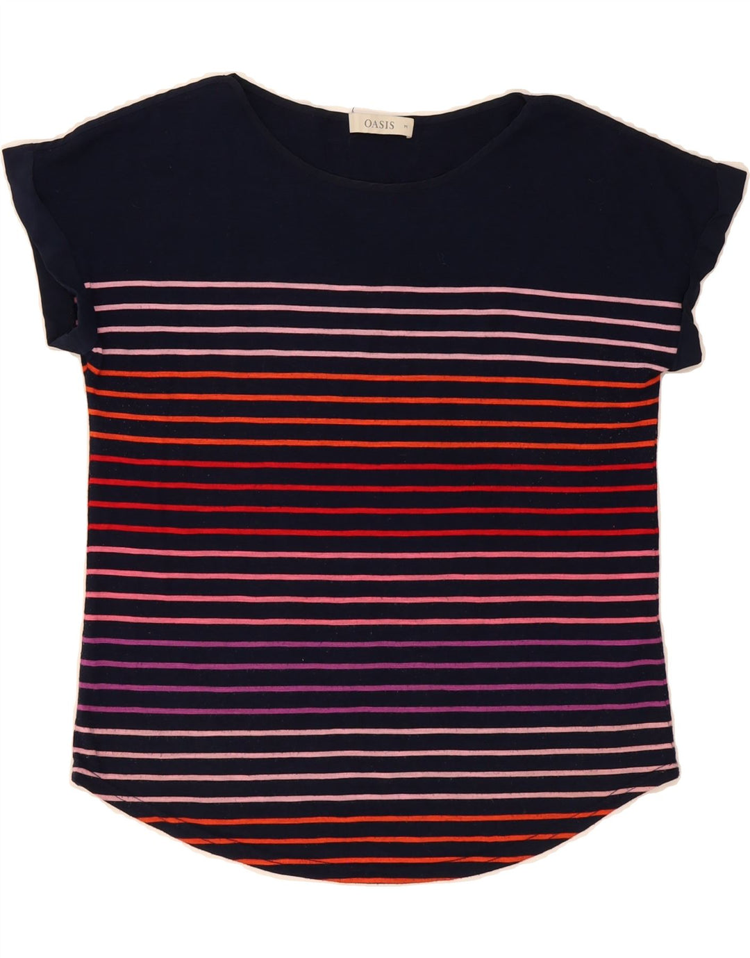 OASIS Womens T-Shirt Top UK 14 Medium Navy Blue Striped Polyester Vintage Oasis and Second-Hand Oasis from Messina Hembry 