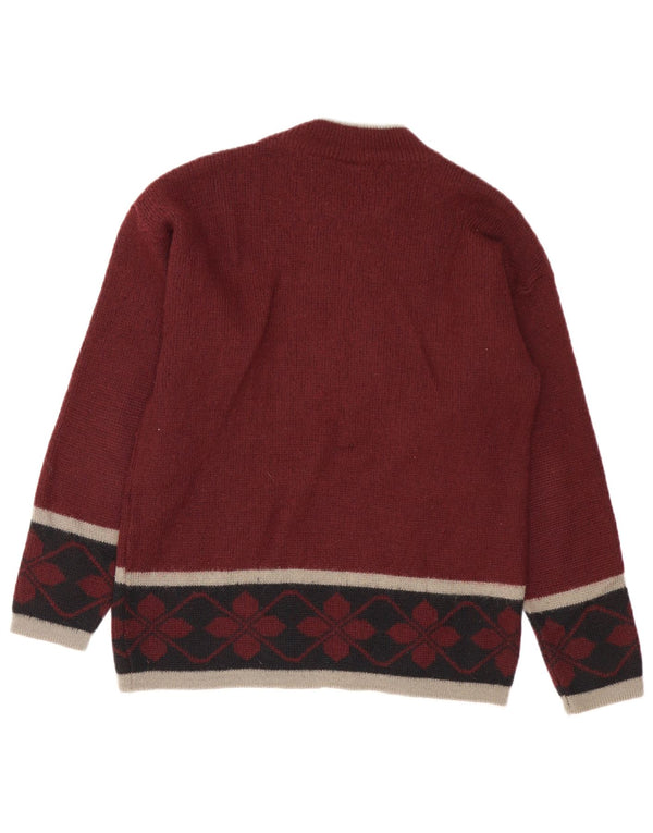Ciao Maglione da uomo con collo alto con grafica grafica Piccola lana Fair Isle bordeaux