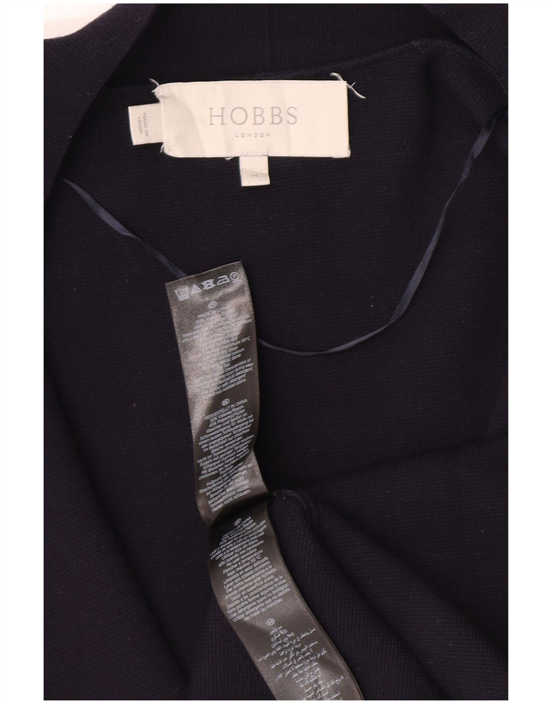 Maglione cardigan aperto lungo da donna Hobbs UK 14 viscosa blu navy medio