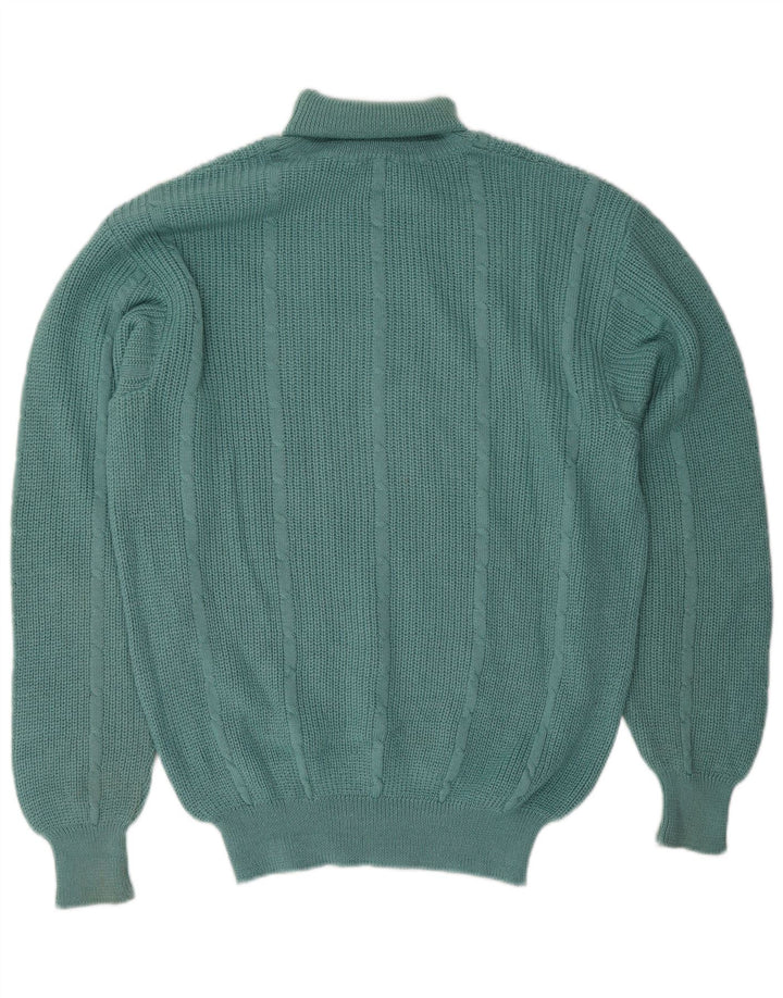 Maglione maglione vintage da uomo con collo alto, grande verde