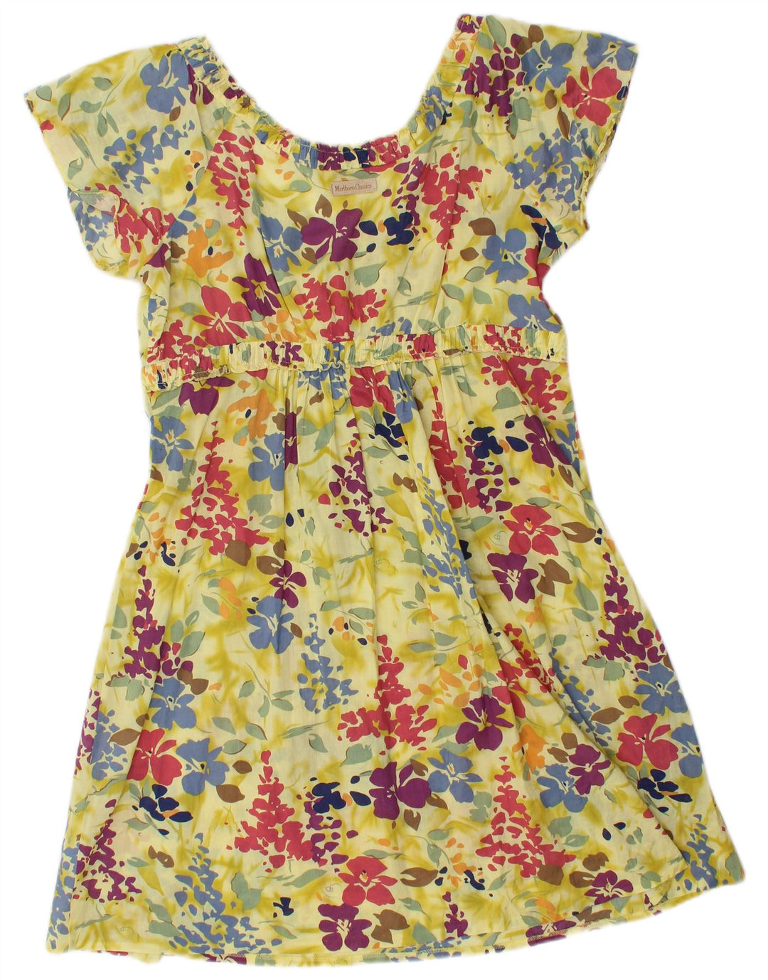 Abito a trapezio da donna Marlboro Classics con volant IT 46 Grande floreale giallo