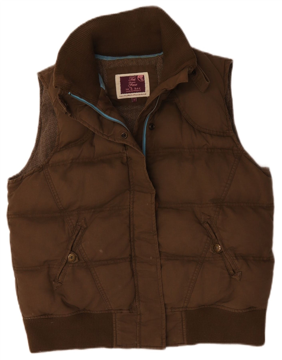 Gilet imbottito da donna Fat Face UK 14 grande cotone marrone