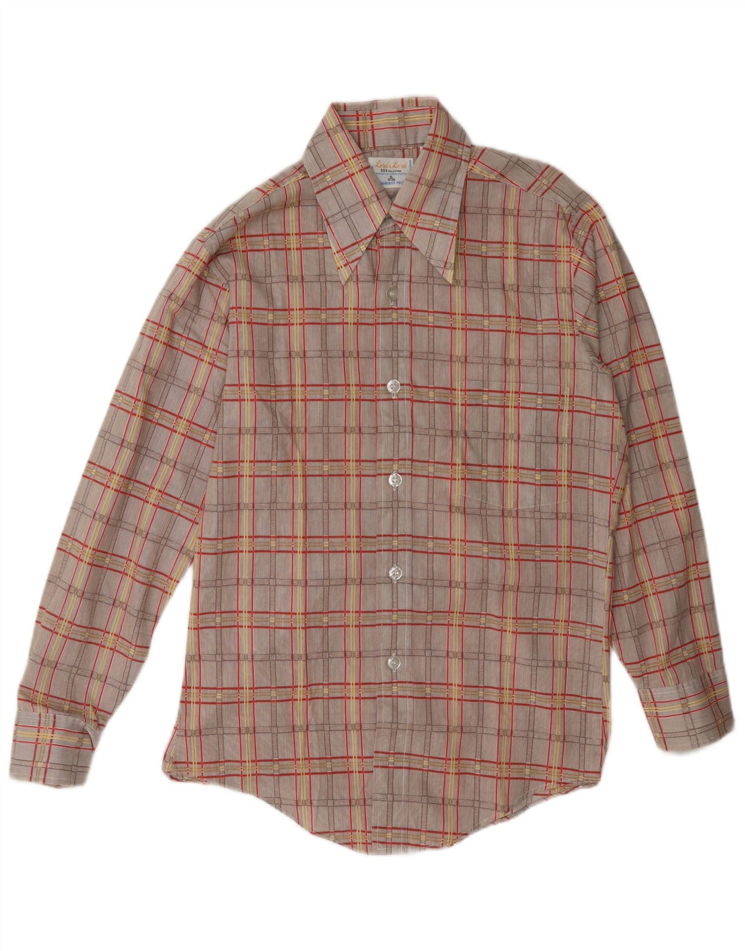 Camicia da uomo vintage taglia 14 1/2 piccolo cotone a quadri marrone