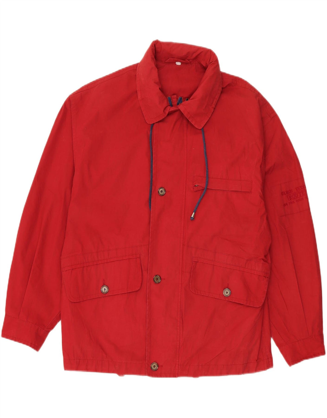 Giacca vintage da uomo con vestibilità ampia e vestibilità ampia con cappuccio UK 36 piccola in poliestere rosso