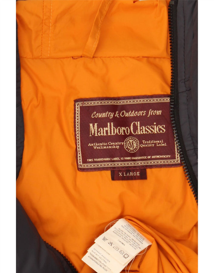 MARLBORO CLASSICS Giacca imbottita con cappuccio da uomo UK 42 XL Nero Colourblock