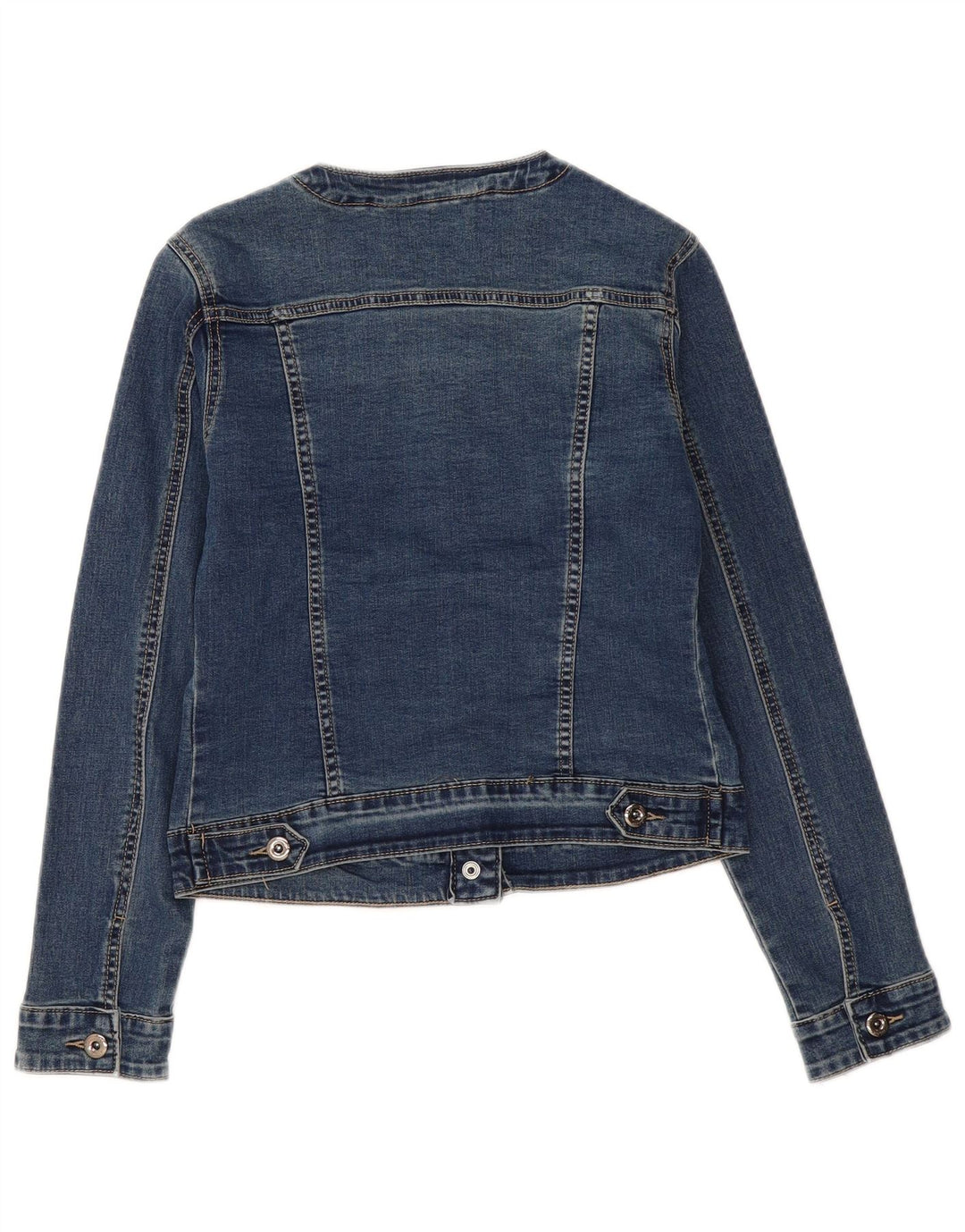 Giacca in denim vintage da donna corta UK 12 cotone blu navy medio