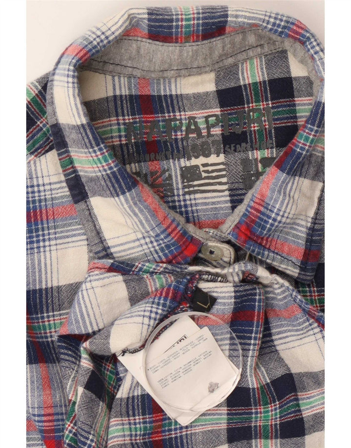 Camicia in flanella grafica da donna Napapijri UK 14 grande motivo a quadri multicolore