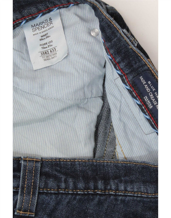 Jeans dritti da uomo Marks & Spencer Blue Harbour W34 L31 cotone blu