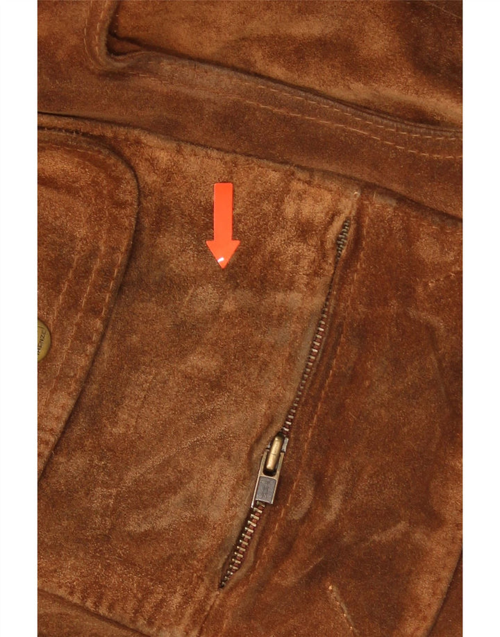 Giacca in pelle scamosciata da uomo VINTAGE UK 40 grande in pelle marrone