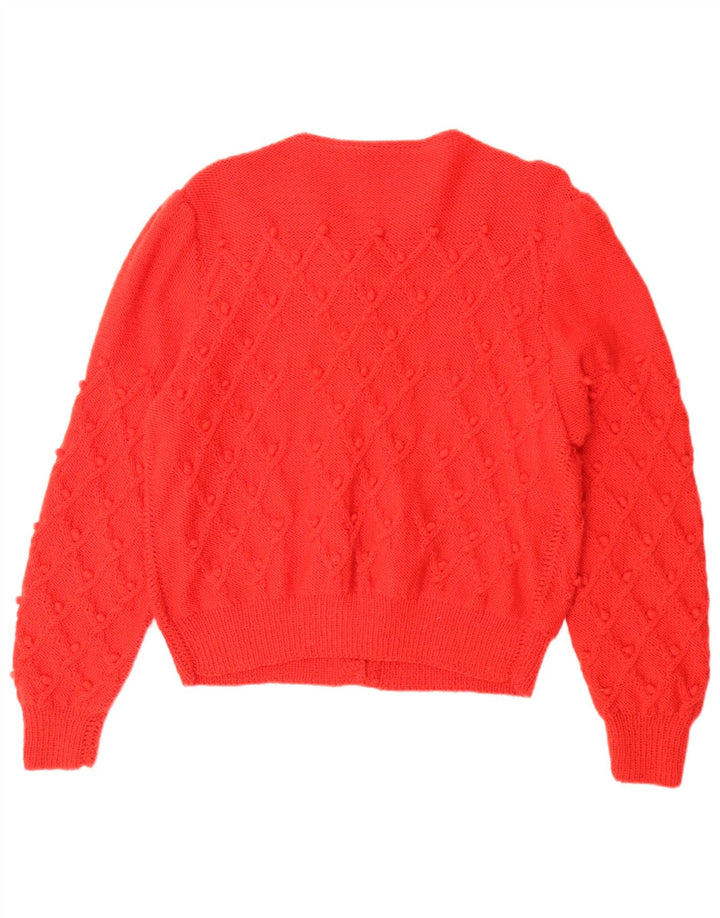 Maglione cardigan oversize da donna vintage UK 16 grande rosso