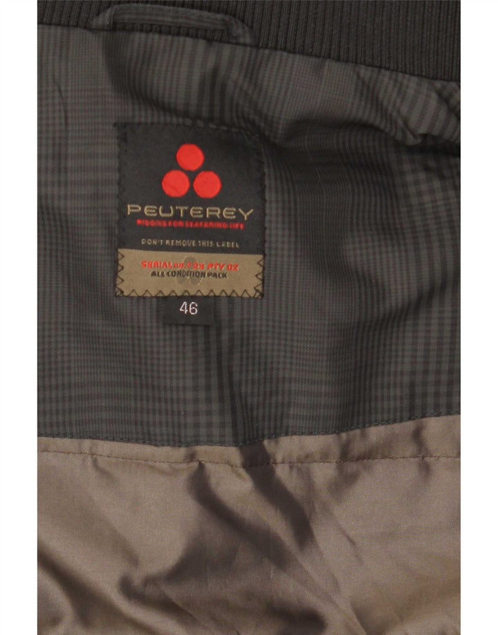 PEUTEREY Giubbotto Bomber Imbottito Uomo IT 46 Small Pied De Poule Grigio Poliammide