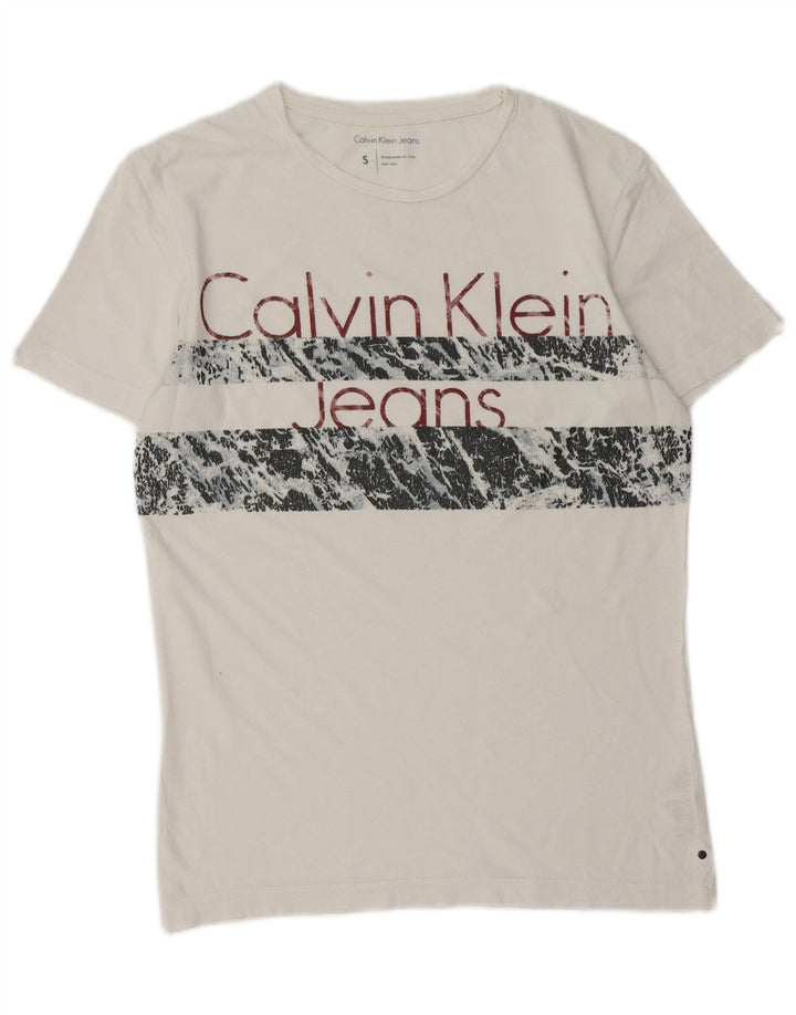 Calvin Klein Jeans T-shirt grafica da uomo Top piccola in cotone bianco